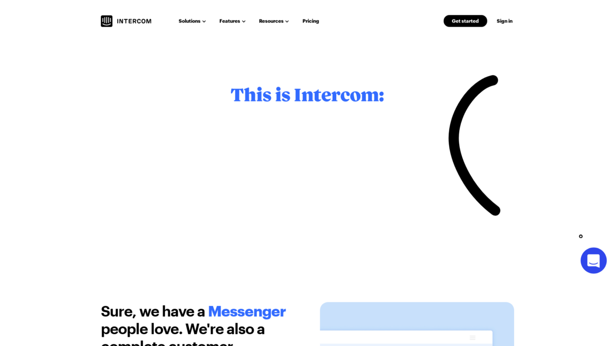 Intercom Website User Interface