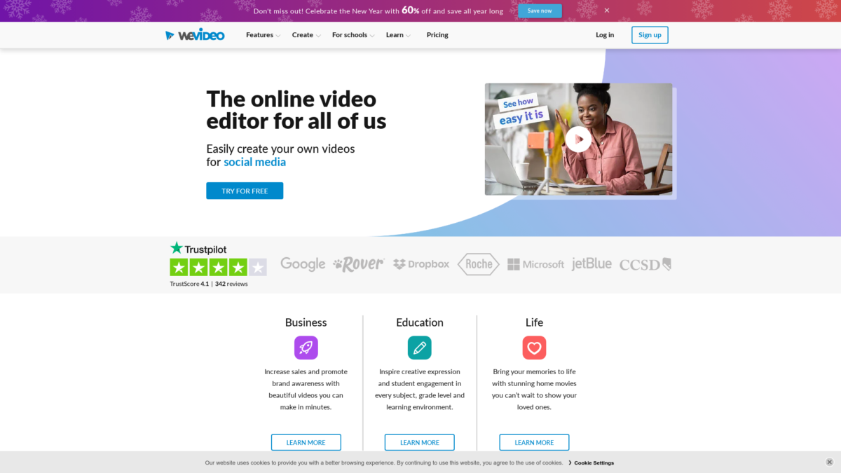 WeVideo Website User Interface