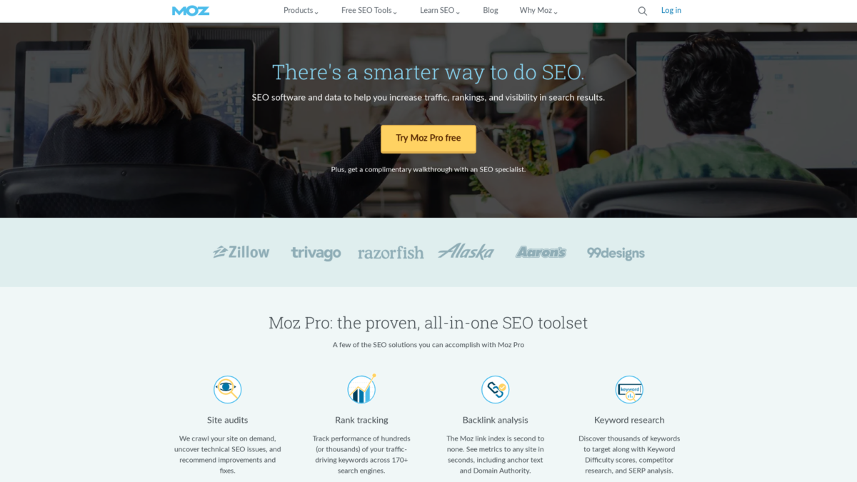 Moz Website User Interface