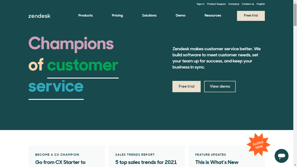 Zendesk Website User Interface