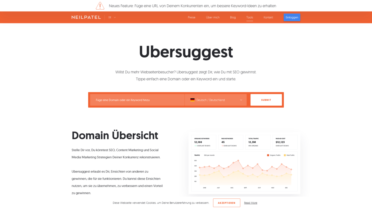 Ubersuggest Website User Interface