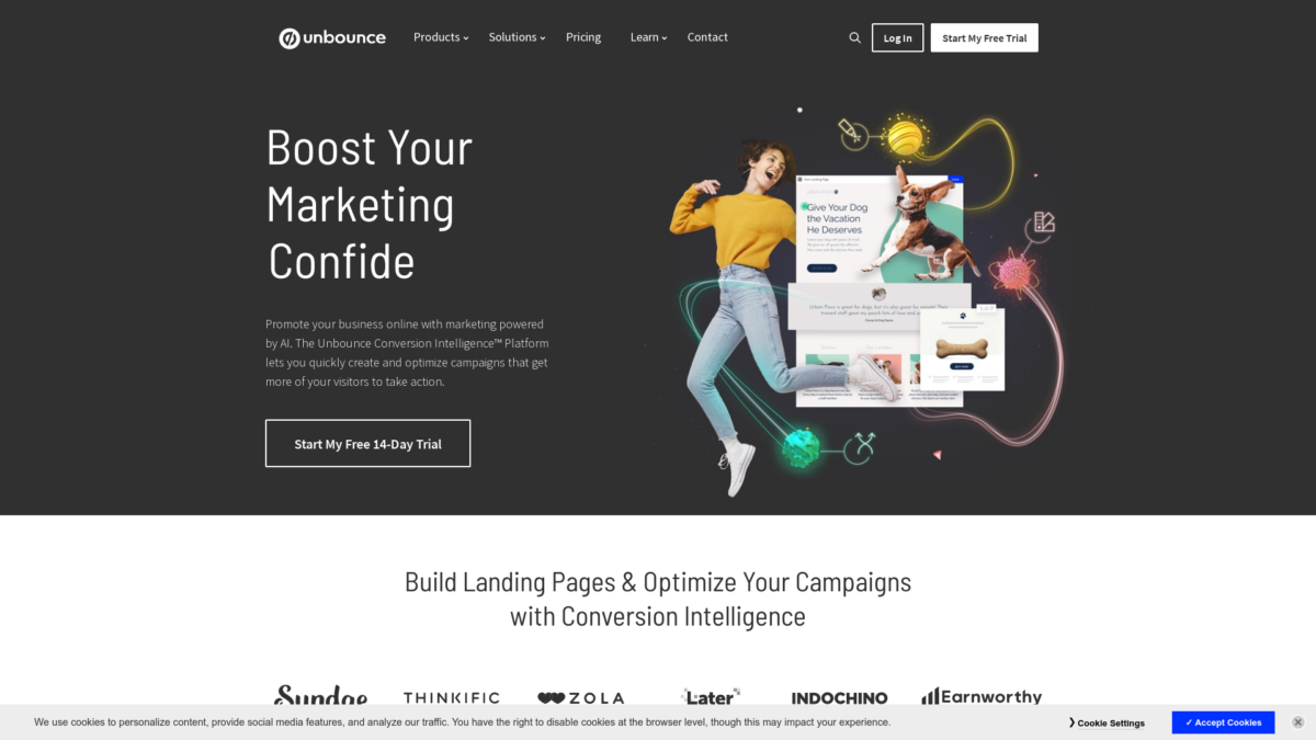 Unbounce Website User Interface