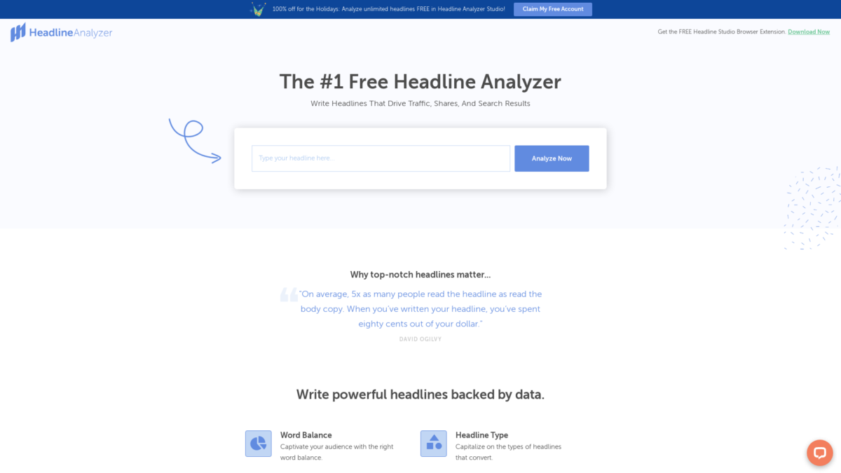 Headline Analyzer Website User Interface