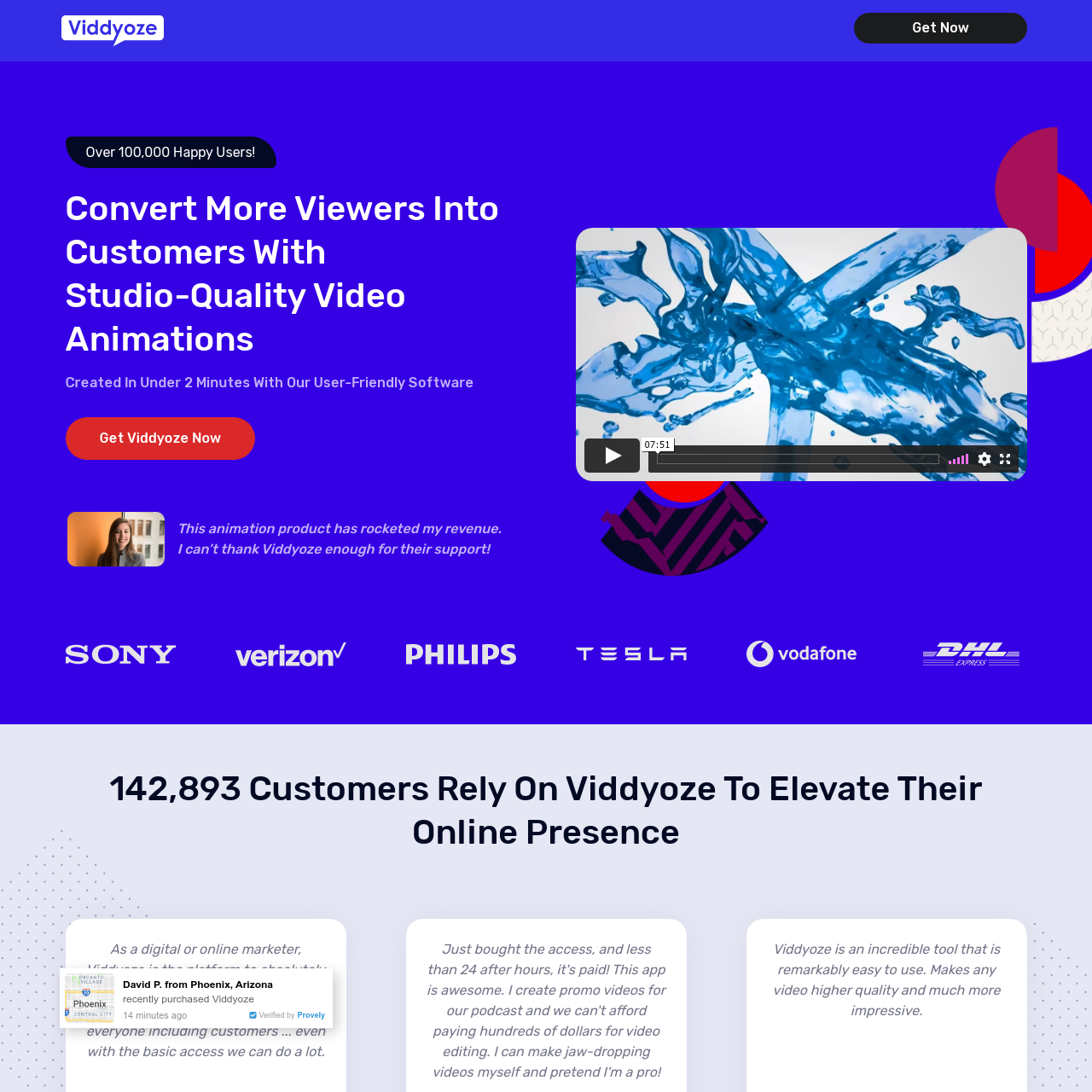 Viddyoze Website User Interface