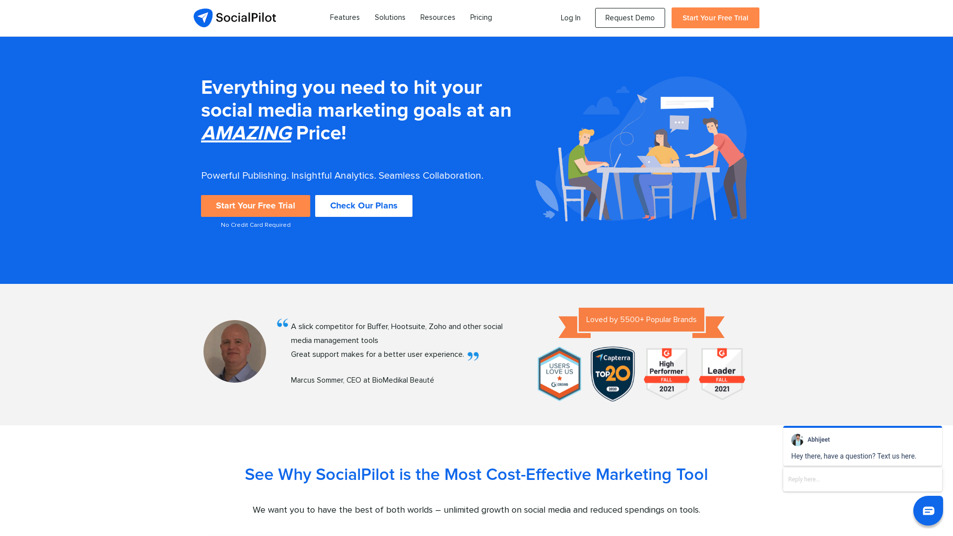 Social Pilot Website User Interface