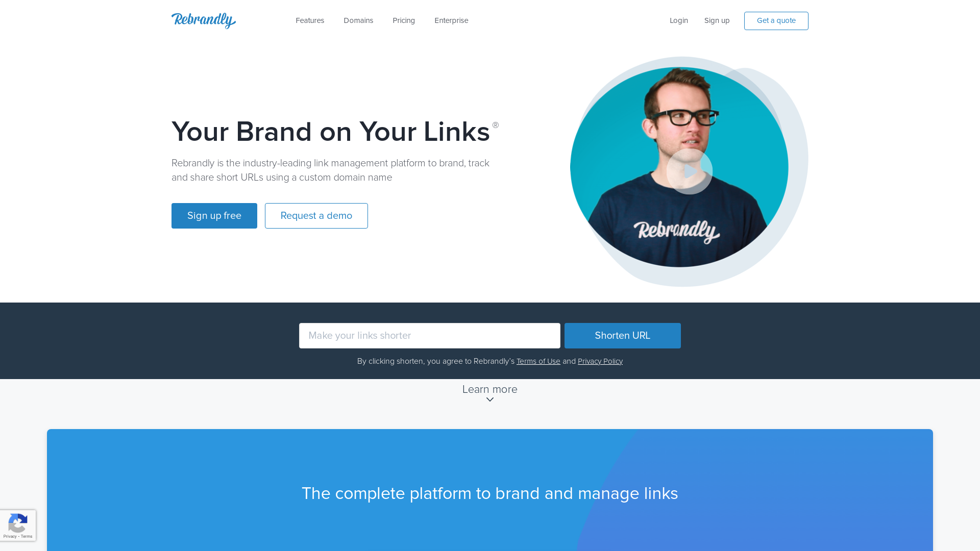 Rebrandly Website User Interface