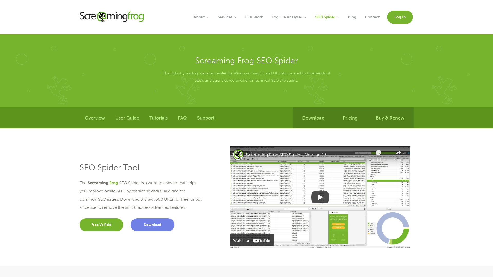 Screaming Frog Website User Interface