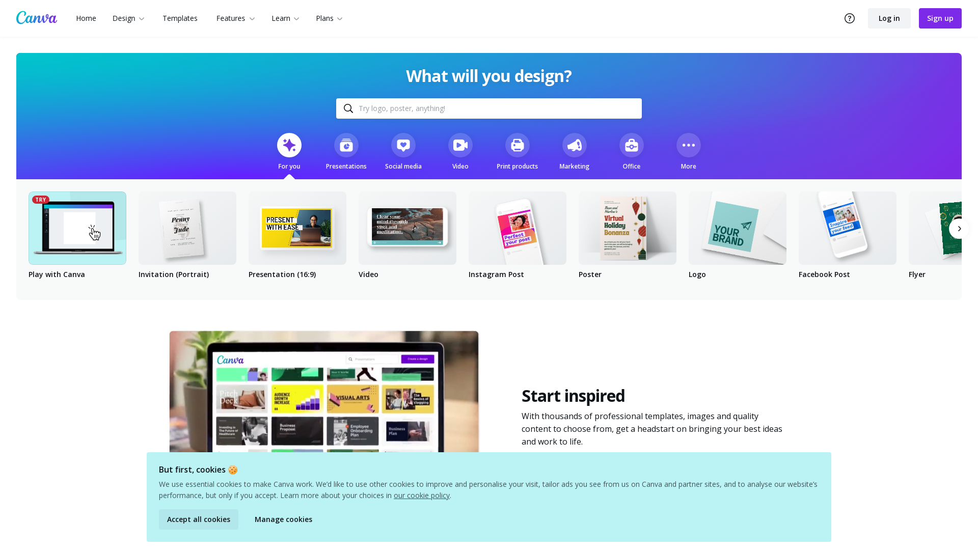 Canva Website User Interface