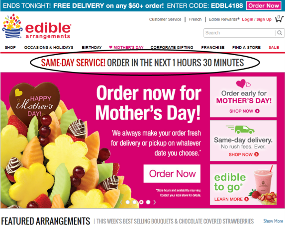 Edible Arrangements Website User Interface