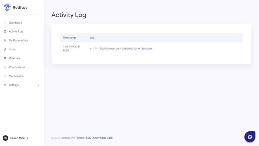 Activity Log On Reditus