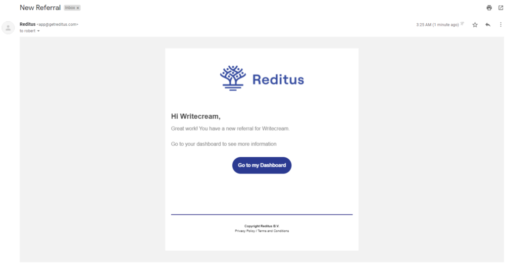 Reditus Registration Process