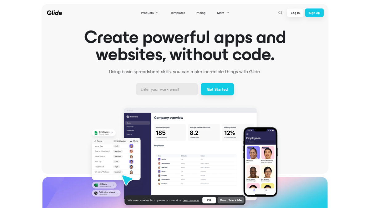 Glide Website User Interface