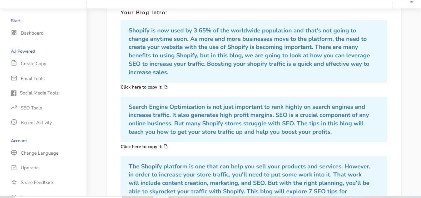 Writecream Blog Intro Output