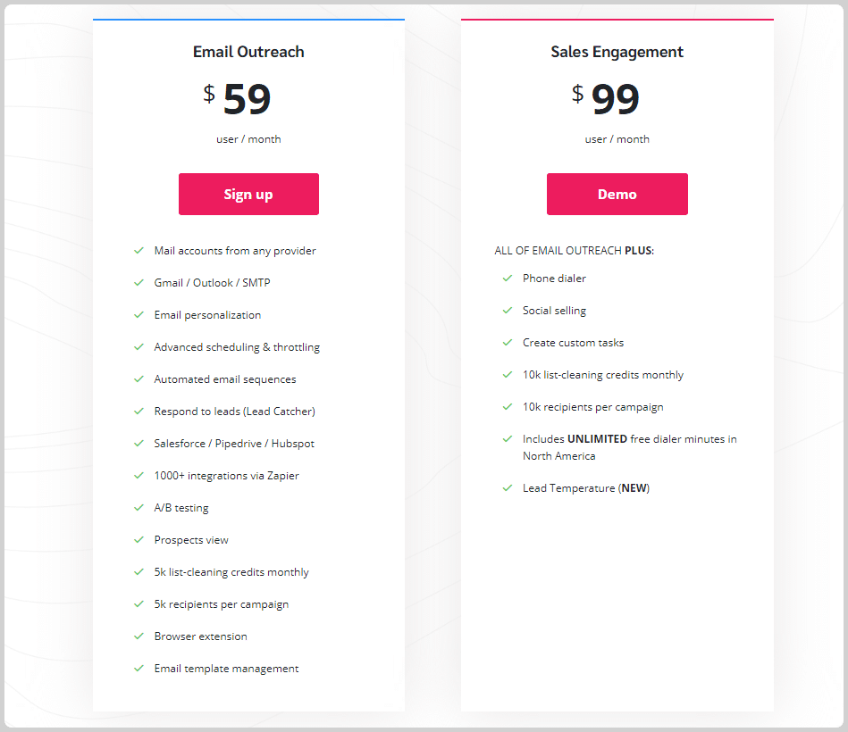Mailshake Pricing Image