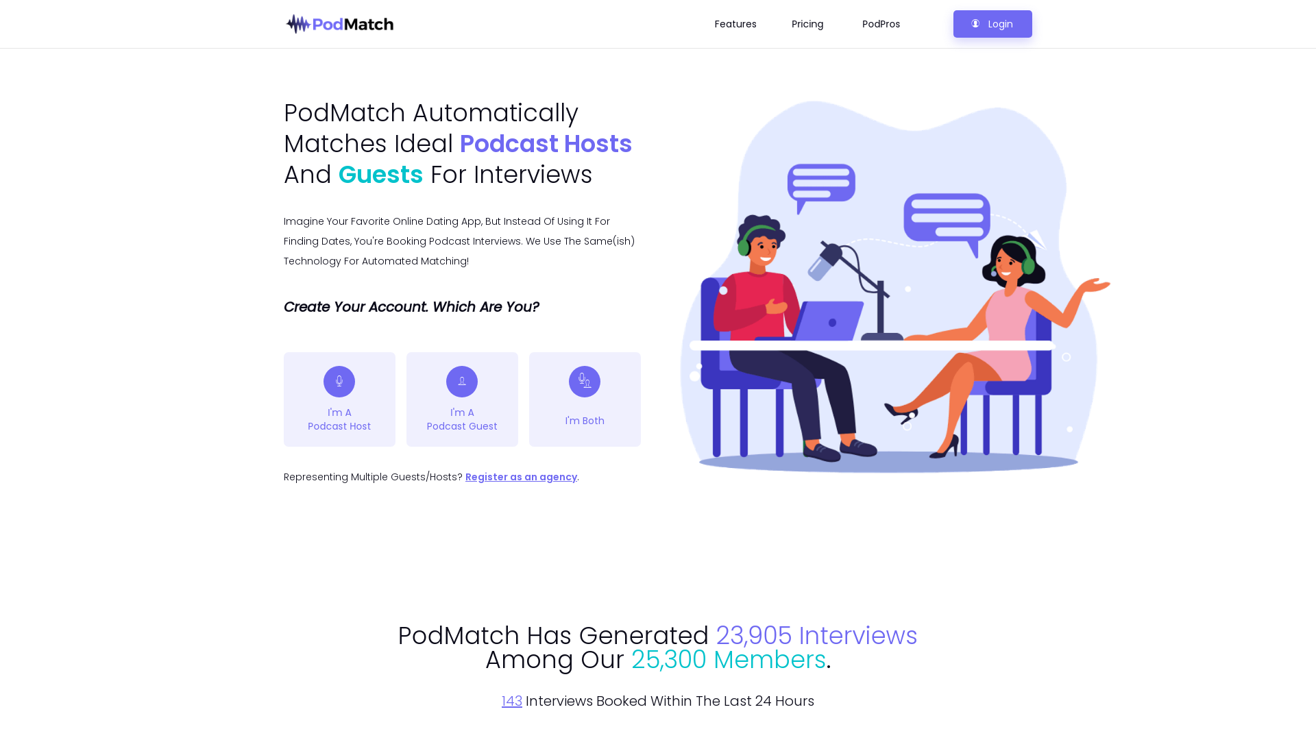 Podmatch Website Interface Image