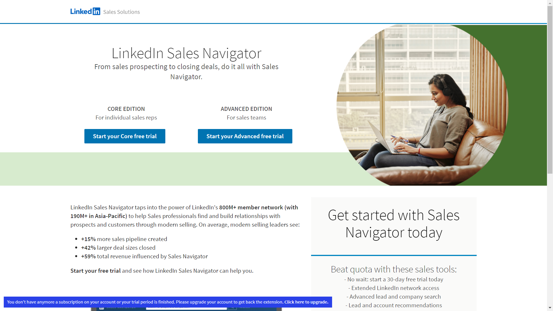 Linkedin Sales Navigator Website User Interface