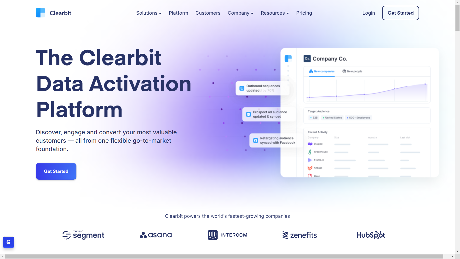 Clearbit Website User Interface