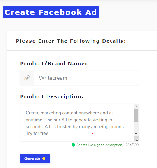 fb ad copy generator 1
