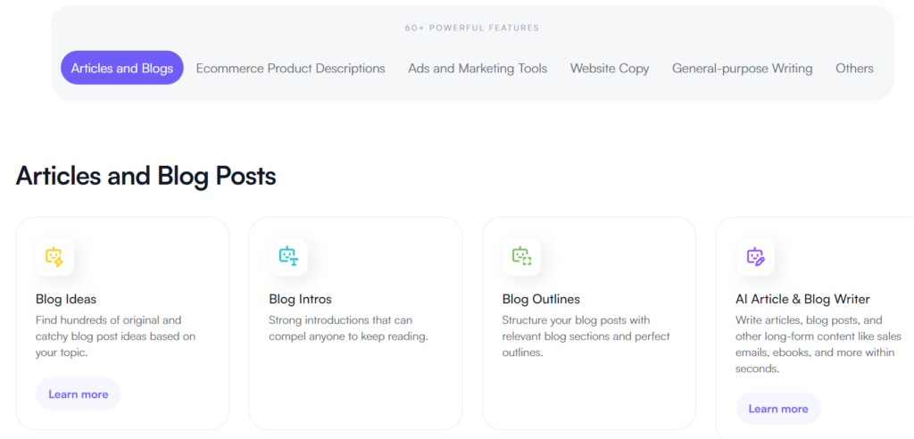 features of writesonic