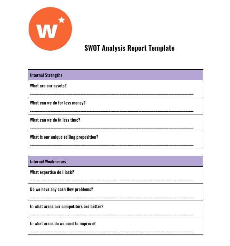 Swot analysis report template