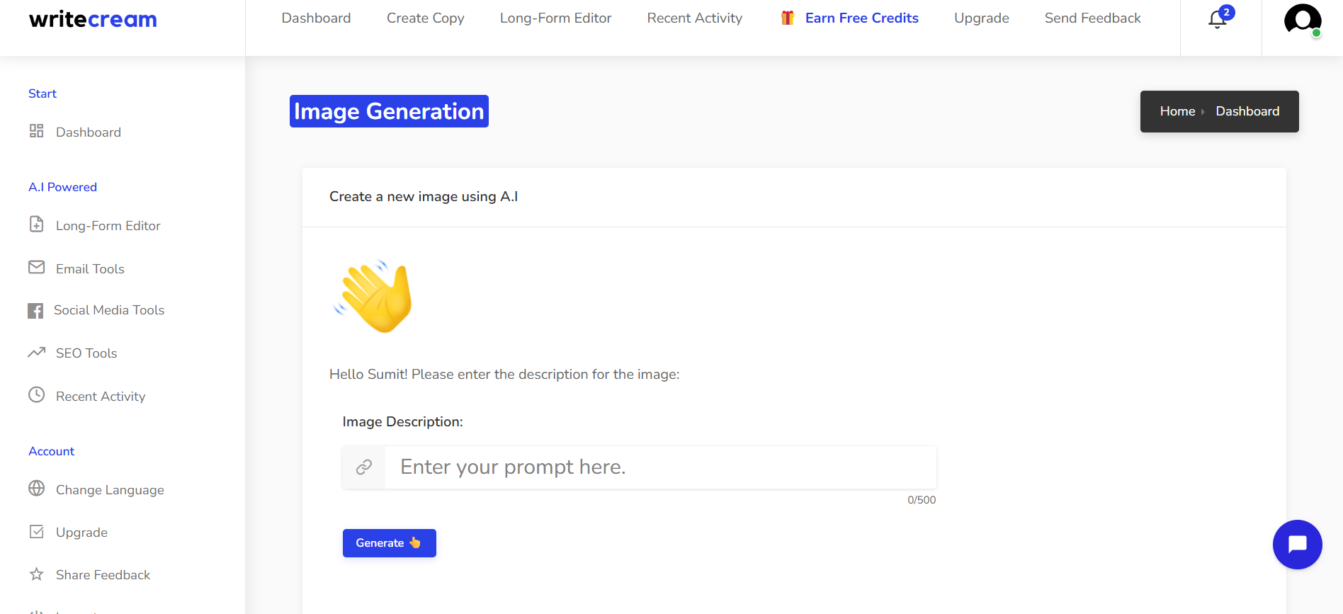 AI Image Generator Interface